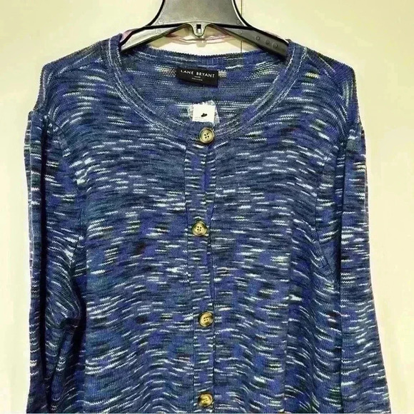 Lane Bryant Women Multicolored Cobalt Blue Button Up Sweater Cardigan Size 22/24 - Picture 2 of 10